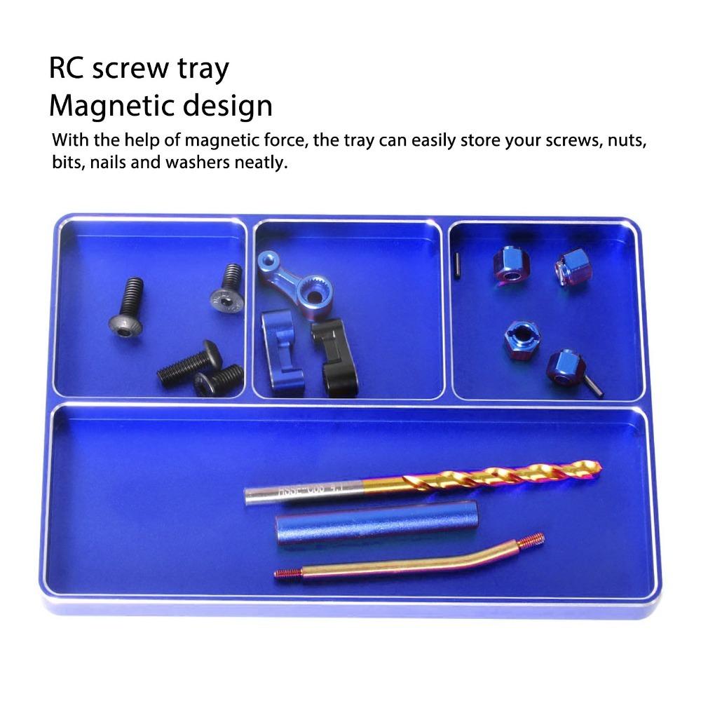 Metal Magnetic Screw Holder 4 Grids Screw Parts Tray Durable RC Screw Tray  For RC Airplane