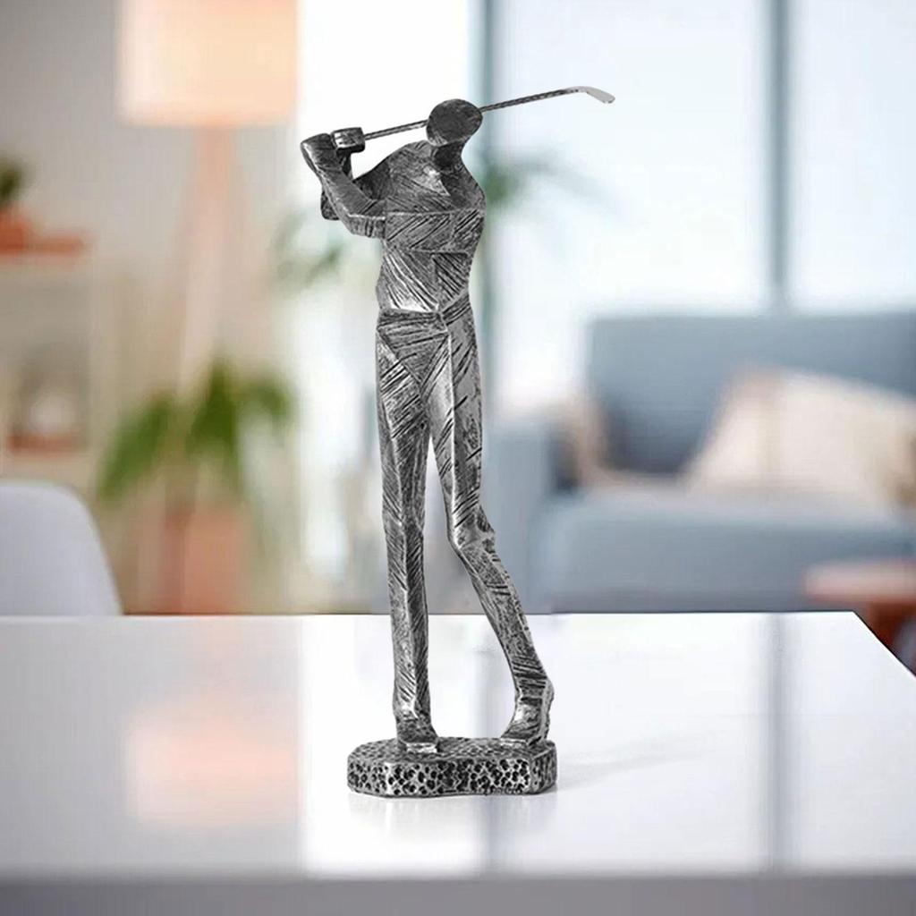 Golfová socha Socha golfisty Ozdoba Dekorace Golfová hůl Pryskyřičná figurka