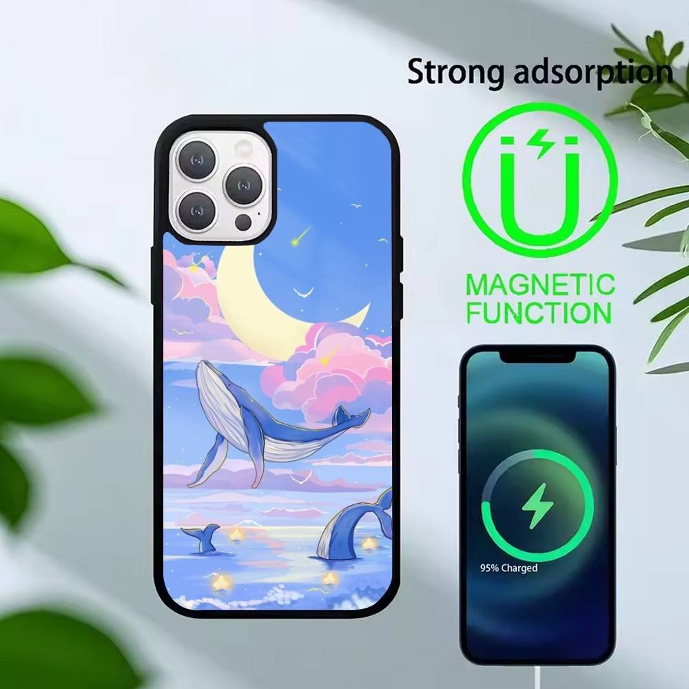 Whale Fall-Art Phone Case For iPhone 14,16,15,13,17,12,Plus,Pro,Max Magnetic For Magsafe Frosted Cover