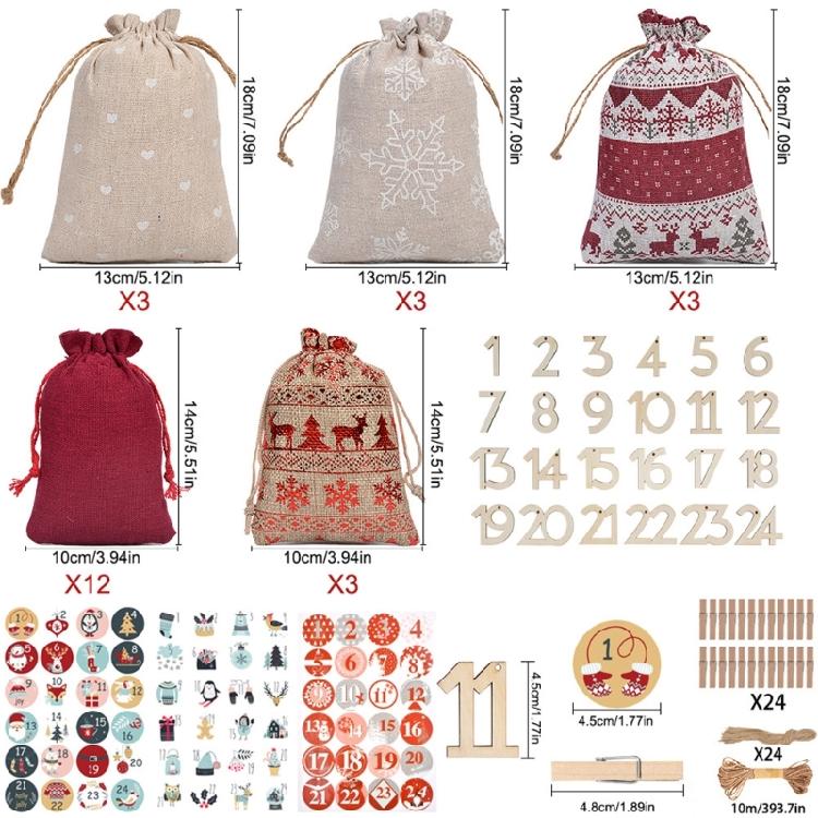 Christmas Countdowns Bag With Reinforced Drawstring Sustainable Burlap Fabric For Seasonal Surprises