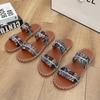 Fashion 2025 Summer New Bohemian Style Flat Sandals for Plus Size Women Beach Ready with Trendy Elements Anti-slip Big Size Shoes 43