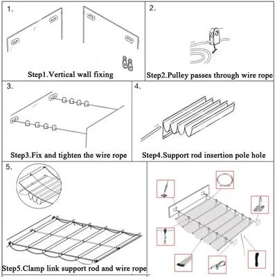 Wave Retractable Sunshade Net Telescopic Awning Outdoor Sun Shading Sail Garden Sunblock Nettings Swimming Pool Sun Shade Canopy