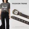 Rivet Retro European and American Women's Belt Cowhide Leather with Casual Pants Jeans Women's Belt