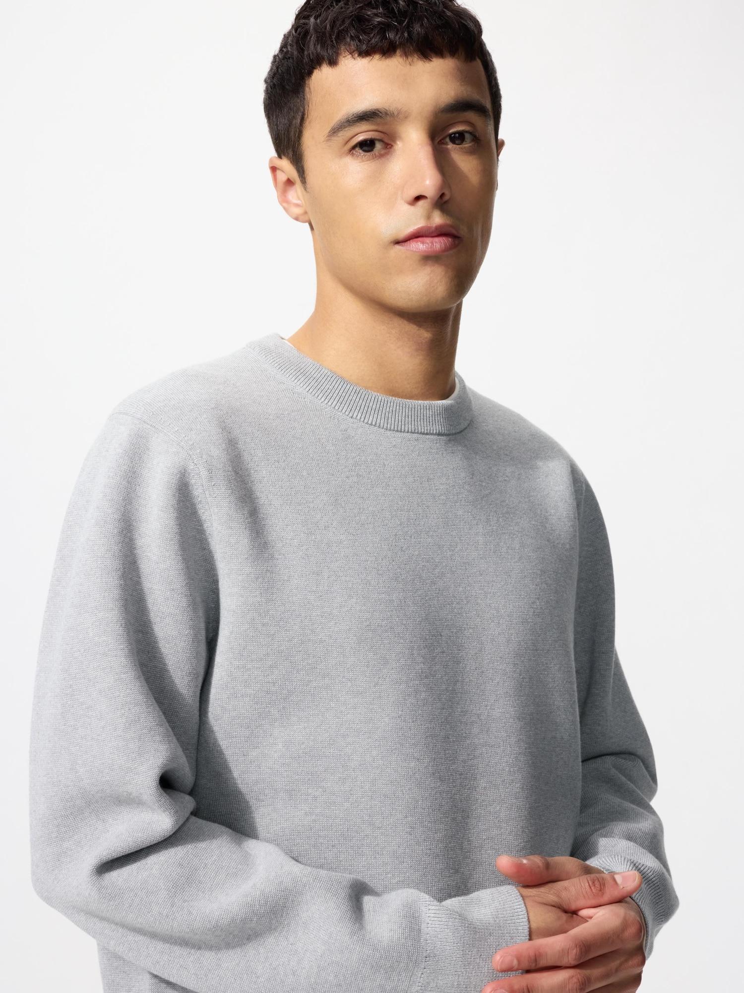 

Uniqlo Моющийся свитер в рубчик Milano с круглым вырезом 03 GRAY/MEN S