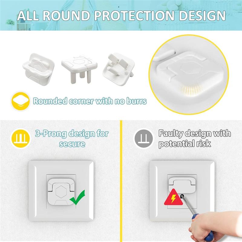 

ABGR-Child Proof Socket Covers Child Proof Electric Plug Shock Hole Protective Covers Switch Plug Plate Blocking Holes белый