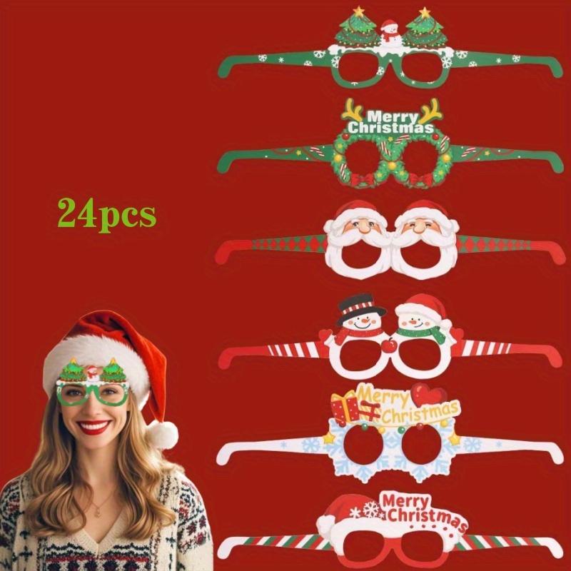 24pcs Paper Funny Photo Props Glasses 2026 Merry Christmas Deco for Home Xmas Gifts New Year 2026 Santa Claus Navidad Party Gift