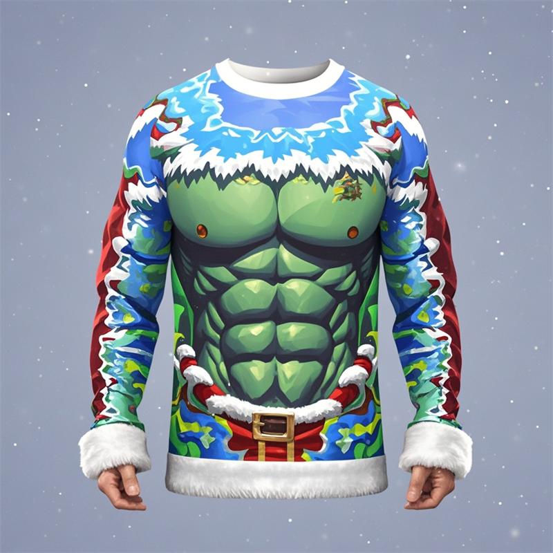 

Потворні Різдвяні Смішні М язи 3D Графічні Футболки з Довгим Рукавом Чоловічий Дитячий Одяг Повсякденна Мода Високоякісний Топ Різдвяний Подарунок Футболка 6XL