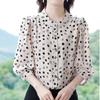 Fashion Floral Chiffon Hemd frauen Neue Sommer 3/4 Hülse Top Mama der Runde Kragen Print Bodenbildung Bluse M-5XL