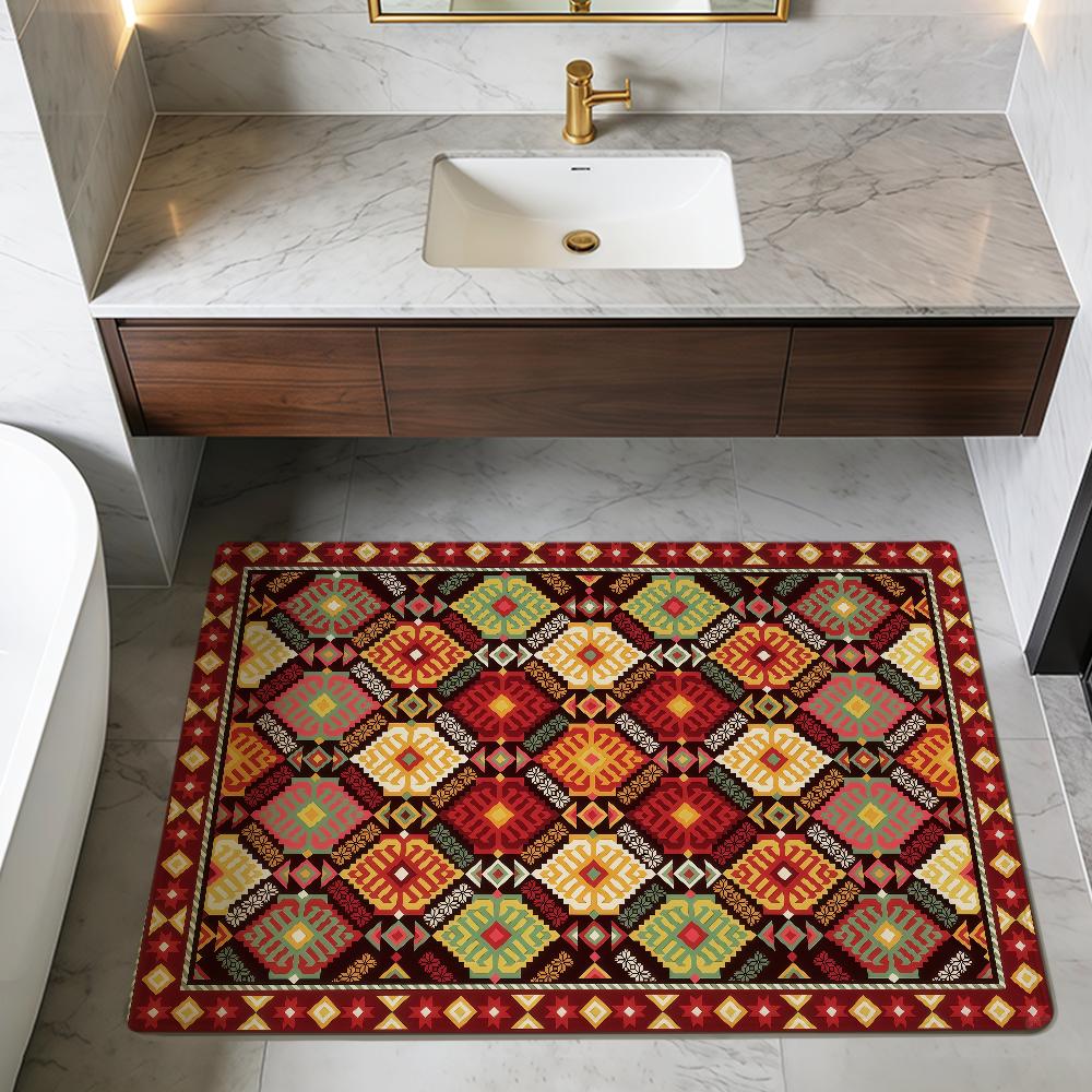 Retro bohemian floral plaid vintage hogar Bedside Rug Kitchen Bath Floor Mat Hallway Balcony Carpet Entrance Doormat Decor Home