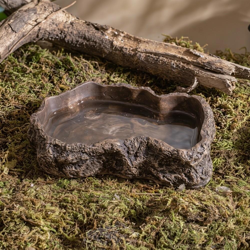Anti-slip Climbing Pet Food Bowl Realistic Stone Reptile Food Bowl Mini Pet Water Dish Gecko