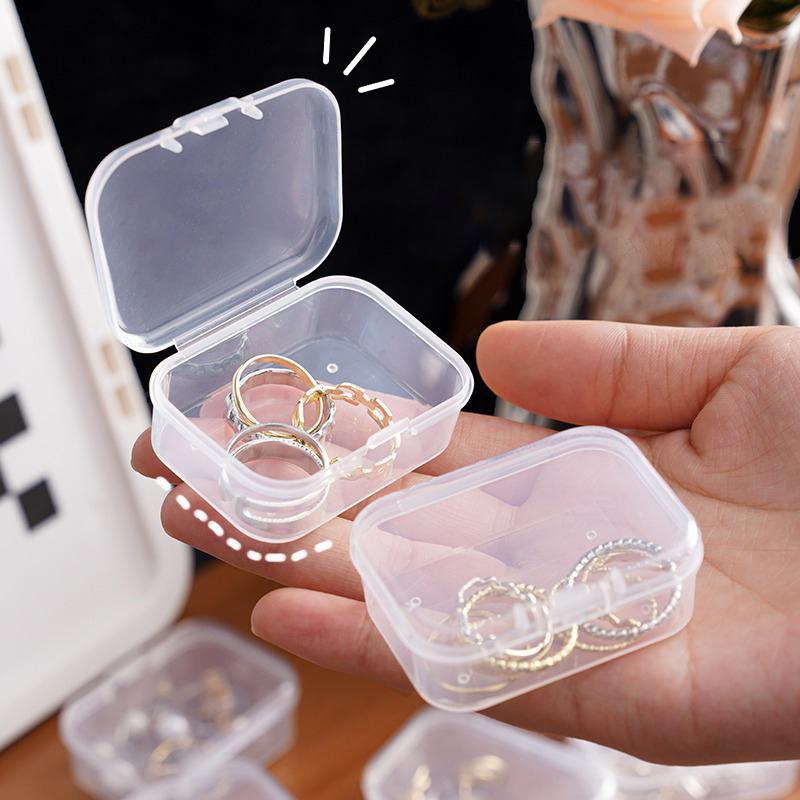 20Pcs Mini Storage Box Transparent Square Plastic Box Earrings Jewelry Packaging Storage Small Square Box Jewelry Organizer