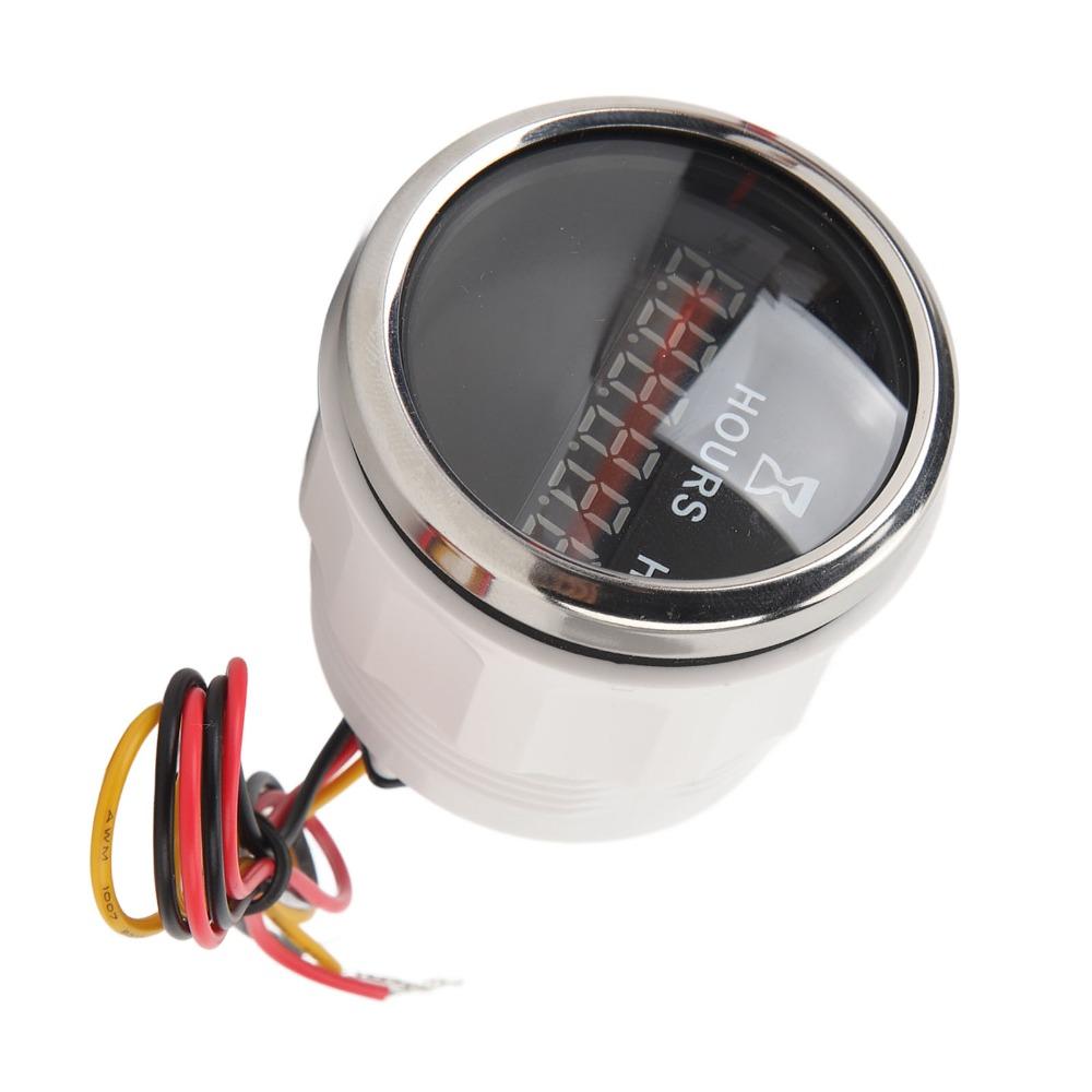 Precise Measurement DC 9-32V Digital Hour Meter 52MM Waterproof Round Gauge High Precise Hourmeter RVs Vehicles