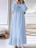 2024 Women's Retro Puff Sleeve Ruffle Dress with Pockets - Spring/Autumn Collection