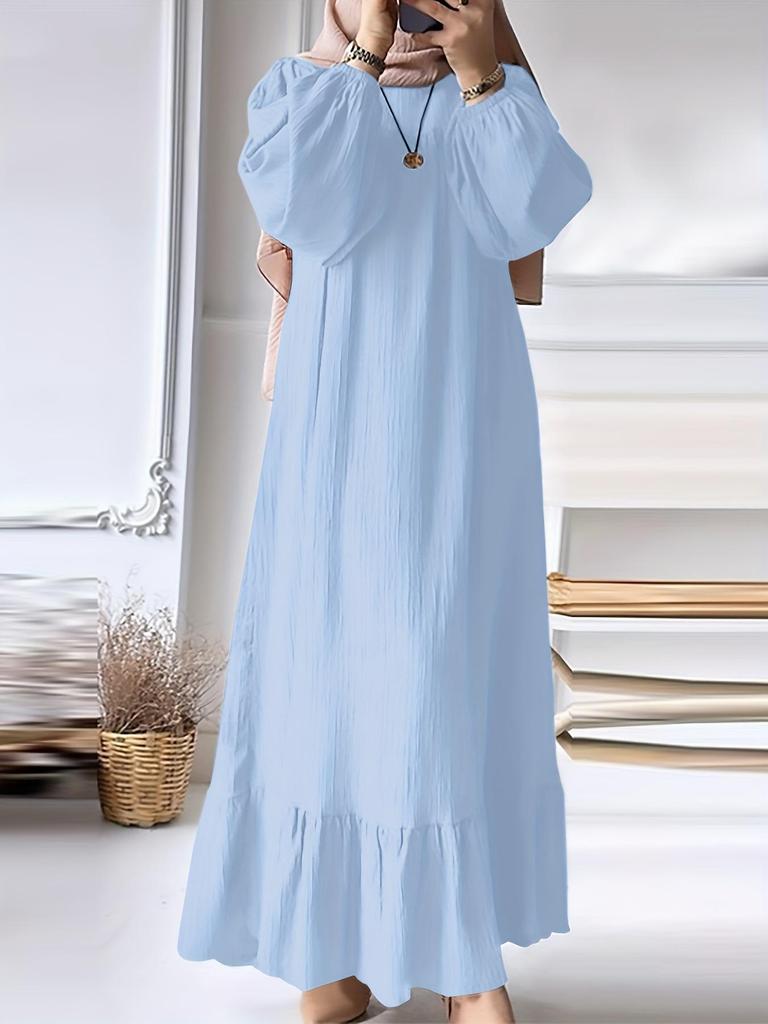 2024 Women's Retro Puff Sleeve Ruffle Dress with Pockets - Spring/Autumn Collection