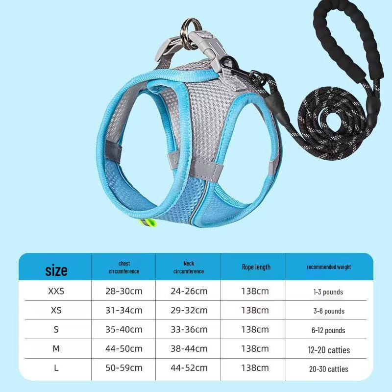 Breathable Reflective Pet Harness Vest with Leash for Cats & Dogs