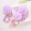 Adorable Glitter Initial Keychain Sparkling Resin Alphabet Pendant With Fluffy Letter Charm For Girls Bags Backpacks Accessories