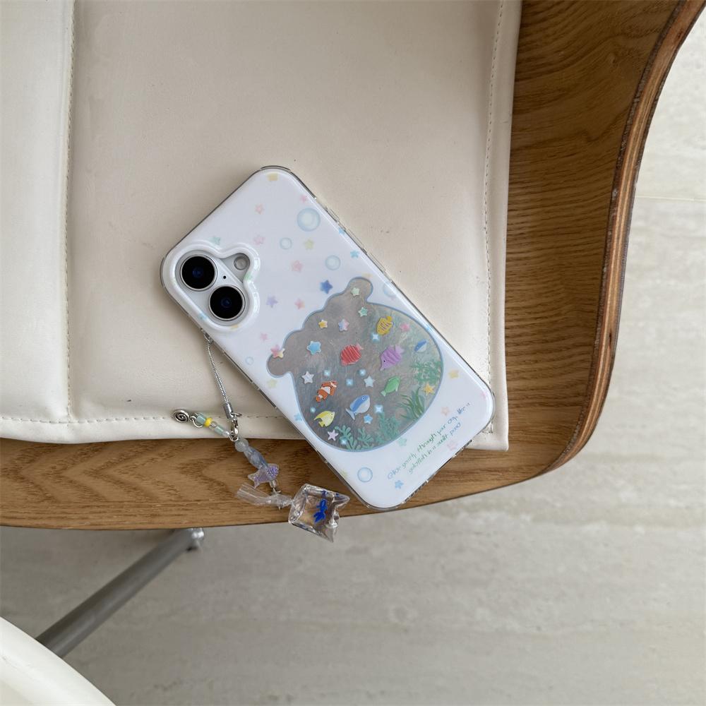 Korean INS cute Stars fish phone case for iPhone 13 14 15 16 Pro Max Fundas with charm kawaii Lovely Anti-fall protective cover