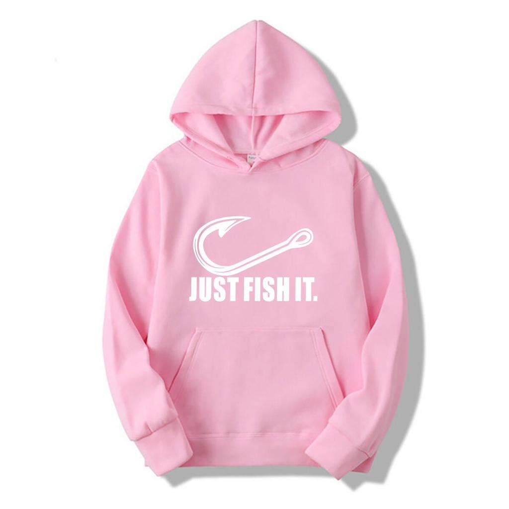 Funny Love Fishing Sports Hoodies Men Women Just Fish It Funny Hoodies Sleeves Hip Hop O-Neck Cotton Hoodies