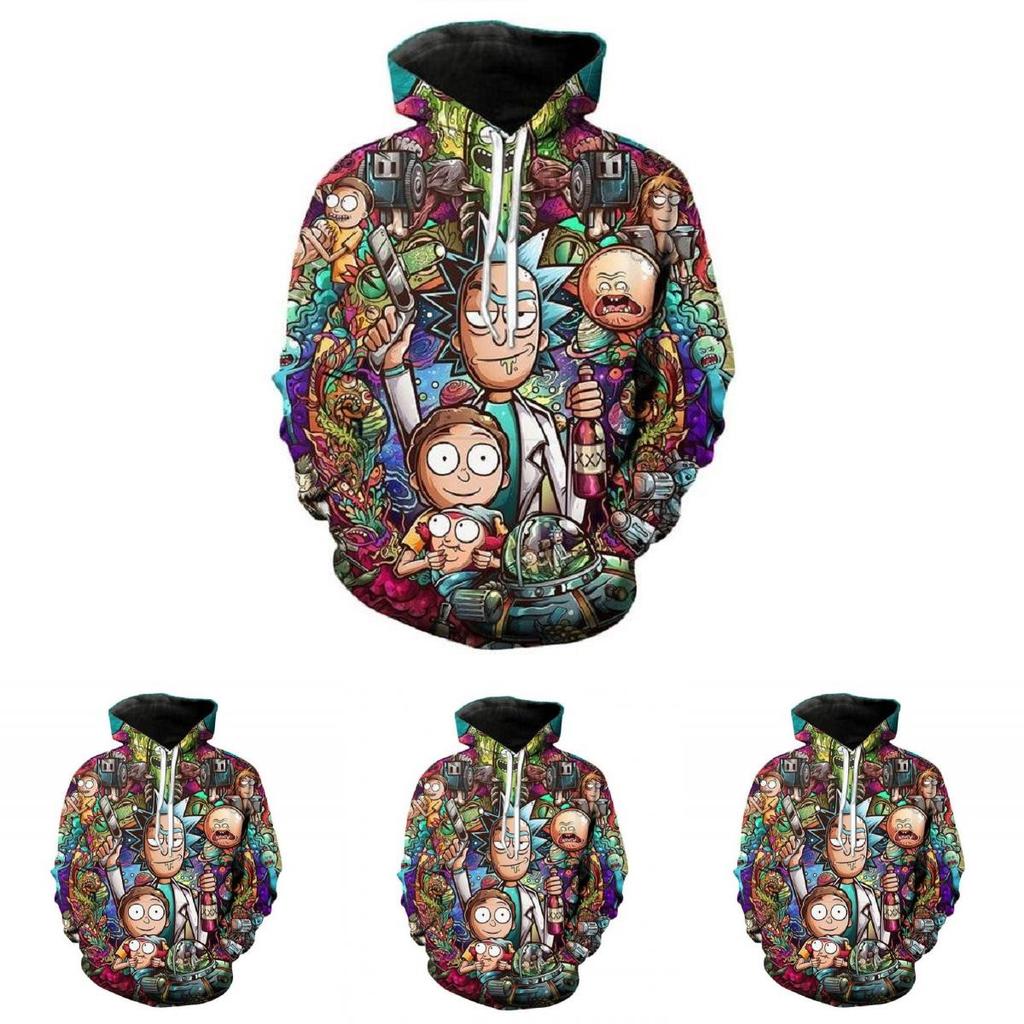 Mode Neu Damen Herren Rick Und Morty 3D Druck Lässig Hoodie Sweatshirt Oberteile