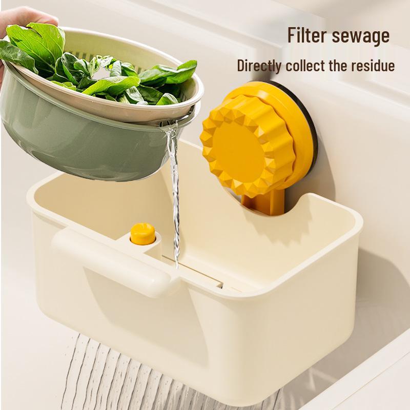 Saugnapf Spülbeckenablaufkorb mit Niederdrückfilter für Teerückstände und Nass-/Trockentrennung.