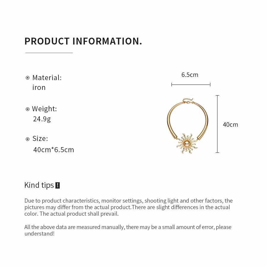 Bohemian Sun Pendant Necklace Gold Silver Color Minimalist Collar Choker Necklace Summer Fashion Beach Accessory Gifts