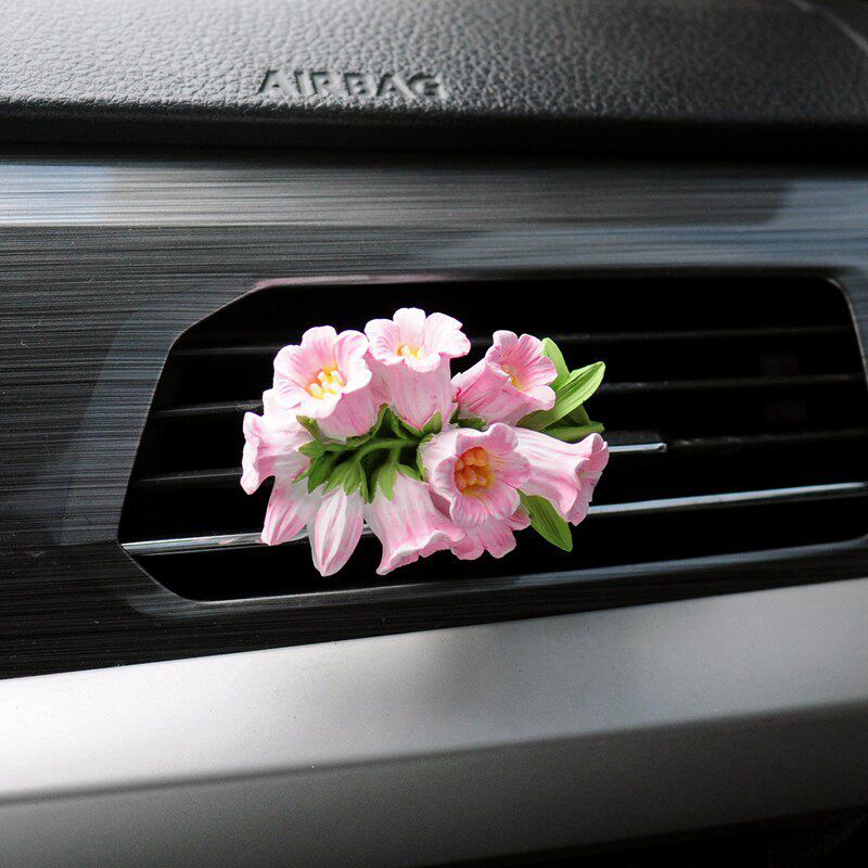 Car Air Freshener Lily of the Valley Air Vent Decoration Ornament for Women Car Perfume Diffuser Stone Car Fragrance Pink Lily of the Valley Floral tone