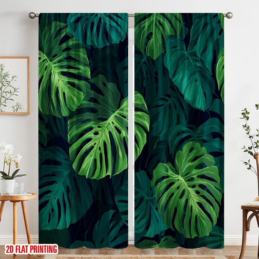 2pcs  2D plane printing Contemporary Curtains Jungle Canopy Versatile Polyester Fabric (without rod) Room Decor Ldeal for Bedroom