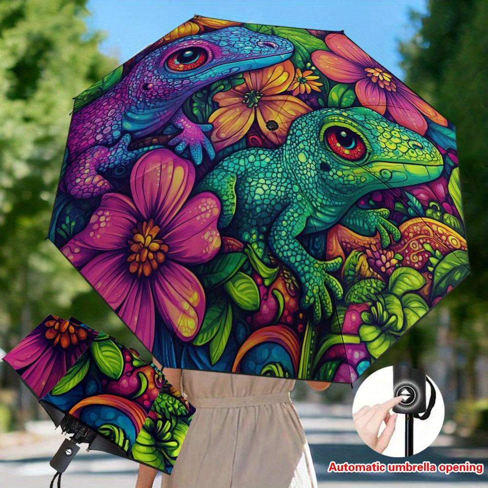 

1pc Automatic Open/Close Umbrella with - Compact Folding Umbrella with 8-Rib Sturdy Frame, Automatic Open/Close Mechanism, Com (as the picture,Iron&8K)