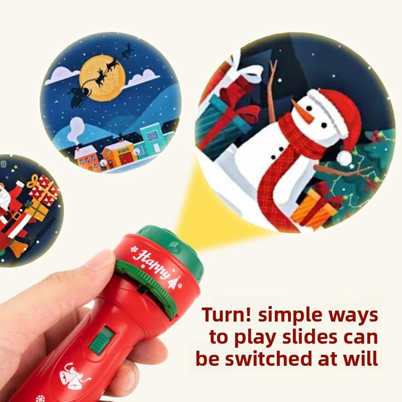 Christmas Cartoon Projection Flashlight  Creative Children Flashlight Toy Projector Baby Toys Bedtime Story Book Toy for Kids