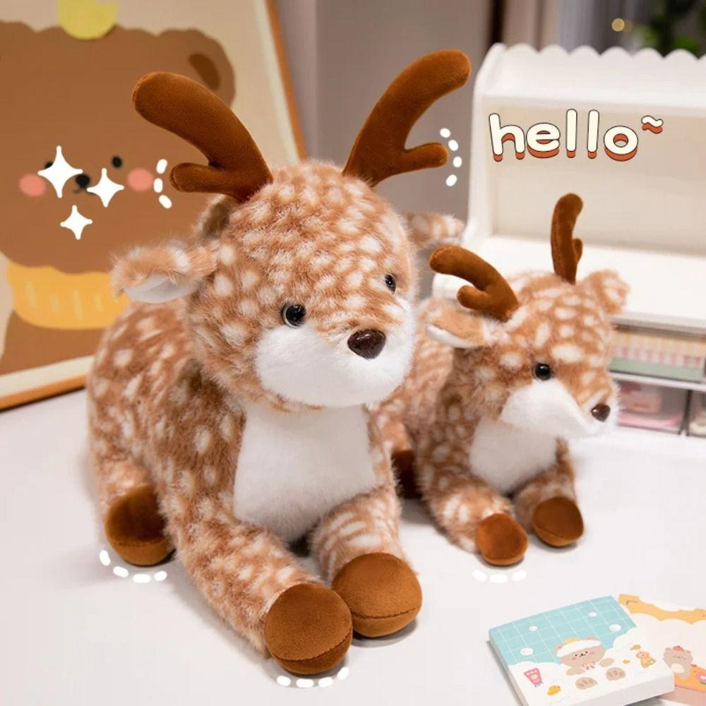 Fluffy Christmas Deer Toy Interactive Stuffed Animal Dolls Toys  Birthday Gifts