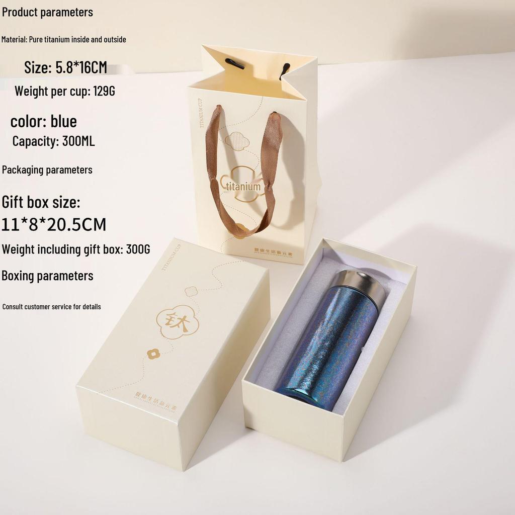 Premium Pure Titanium Insulated Water Cup - Lightweight, Portable, and Elegant Gift