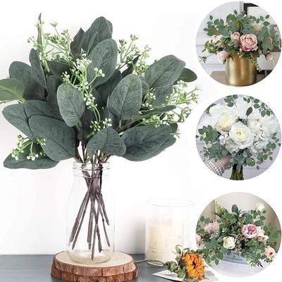6 Stück künstliche Eukalyptusblätter, Stiele, Zweige, DIY-Kunstpflanzen für Hochzeit, Zuhause, Garten, Dekoration