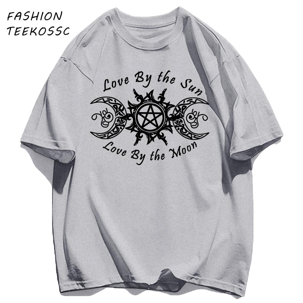 Love By The Sun And Moon Print Mens TShirt Casual Summer T Shirts Oversize AllMatch Man Streetwear Cotton Hip Hop Clothing