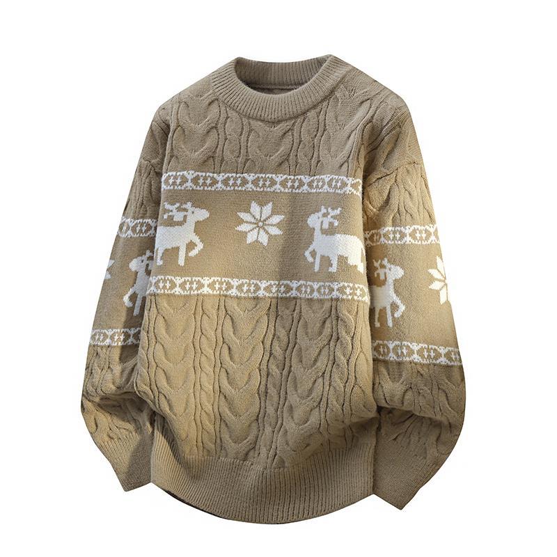 

Men s Crewneck Knit Sweater Loose Fit Lightweight Sweaters for Men Casual Twist Textured Patterned Cable Knitted Pullover Sweaters for Christmas M хаки