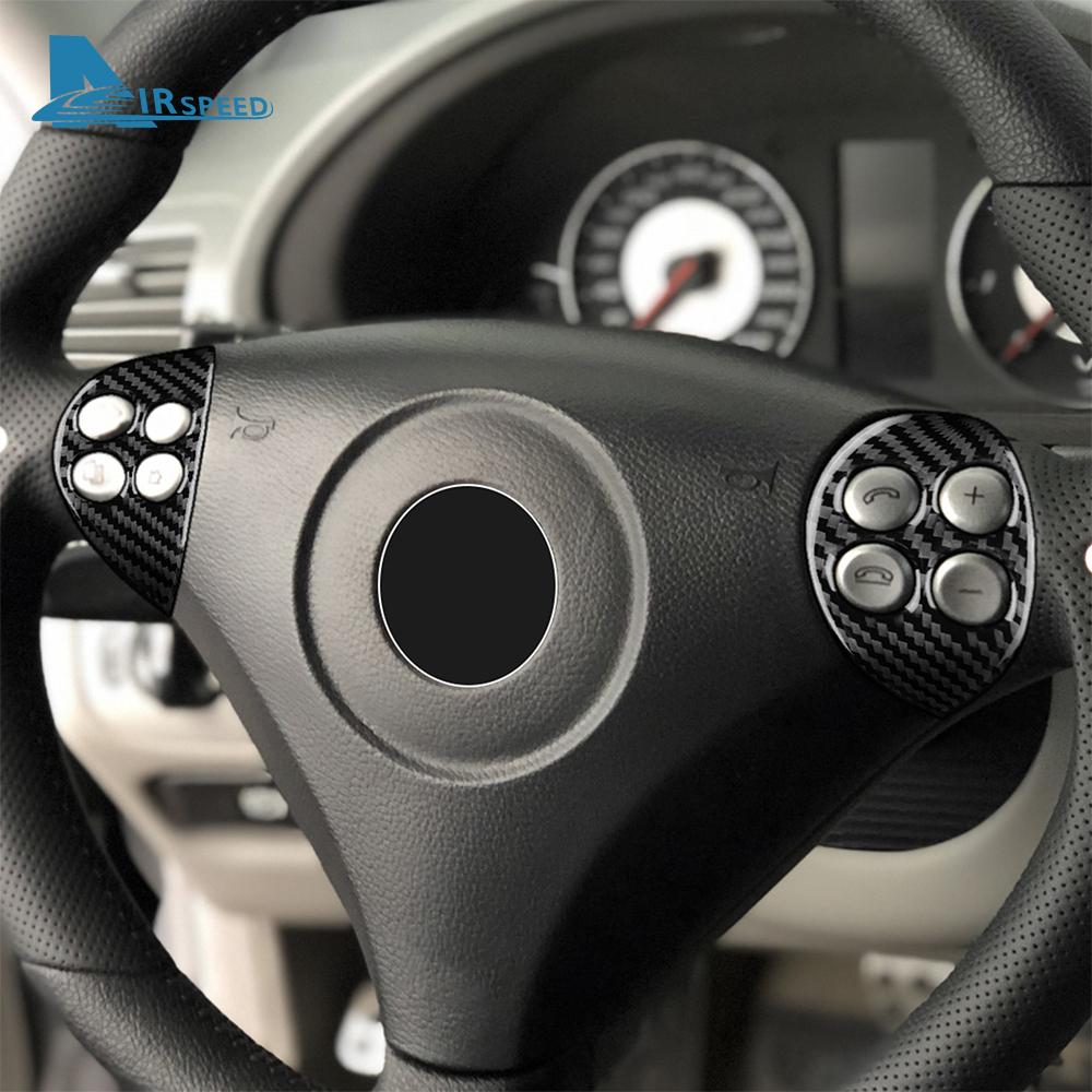Echte Weiche Carbonfaser-Zieraufkleber Für Mercedes Benz SLK R171 2004 2005 2006 2007 2008 2009 2010 Lenkradzubehör