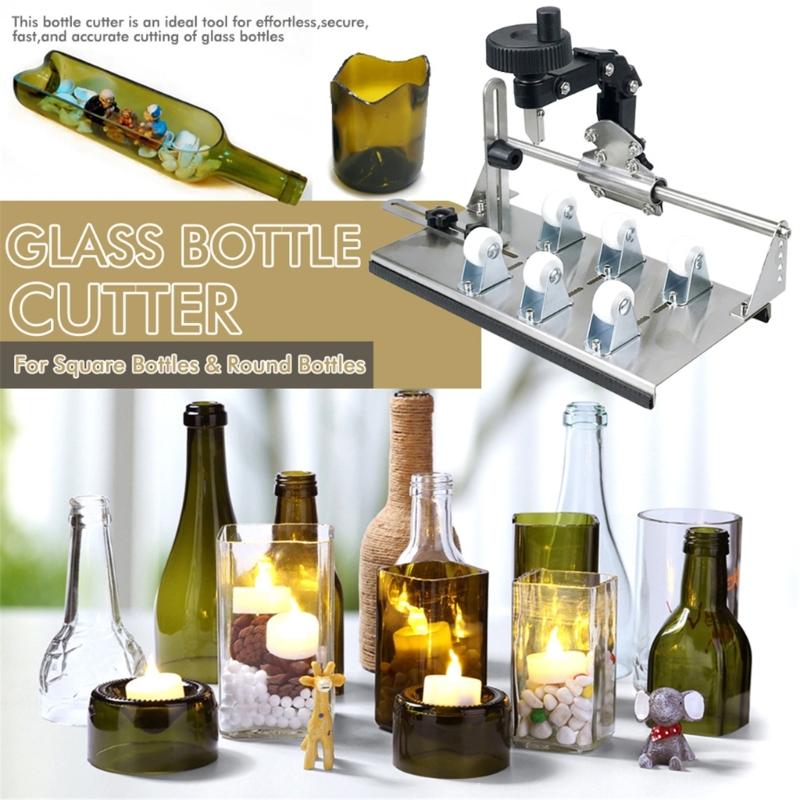Glass Bottle Cutter Set DIY Glass Cutter for Bottles Adjustable Artwork Complete Accessories Set for Square Round Bottle