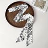 2Pcs, two navy blue and white, 188 * 5cm, thin and narrow long silk scarves, versatile cashew nut flowers in summer, tied hair