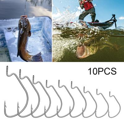 10pcs Outdoor Lure Hign Carbon Steel Fishing Hook Wide Crank Fishhooks Worm Hook Fishing Tackle