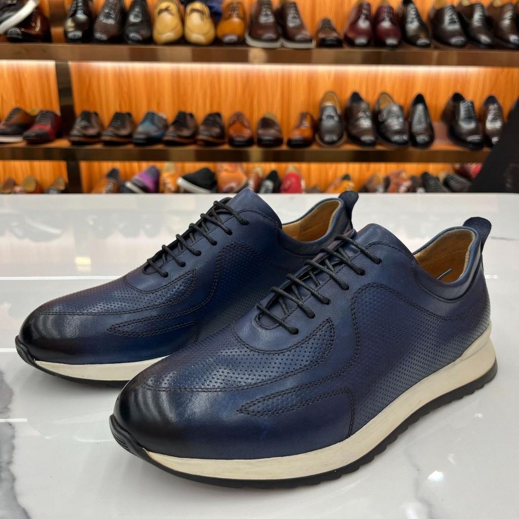 Men'S Shoes Breathable Casual Sports Shoes Men'S Trend Men'S Leather Shoes First Layer Cowhide Embossed Platform Leather Shoes Men