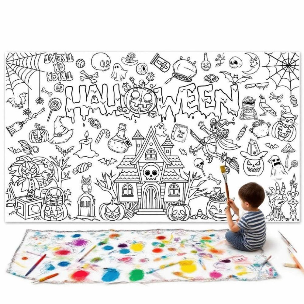 Creative Halloween Graffiti Tablecloth Handmade Large Coloring Posters Classroom Activities