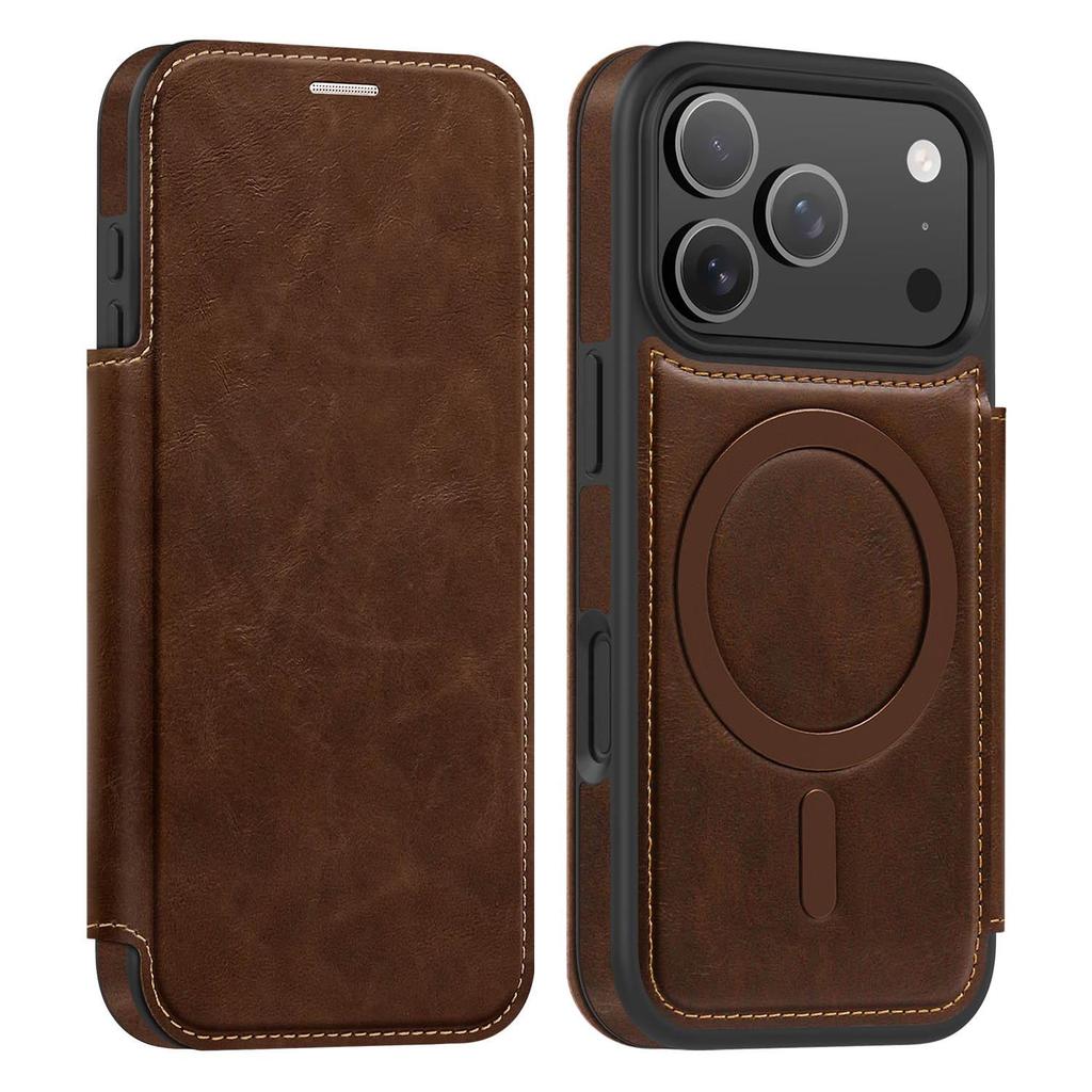 Magnetic Charging Flip Leather Case for Apple iPhone Pro Max (17/16/15/14) - Full Coverage & Anti-Theft