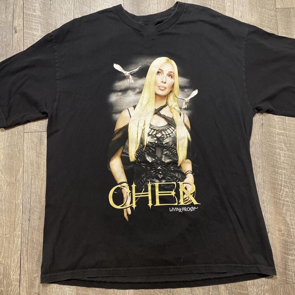 Maglietta Gigante Vintage Cher Living Proof Farewell Tour Tutte le Taglie T-shirt Nera