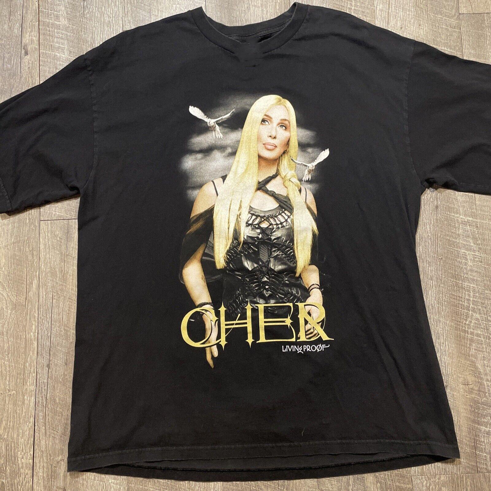 Vintage Cher Living Proof Farewell Tour Giant T-Shirt All Size Black Tee XL