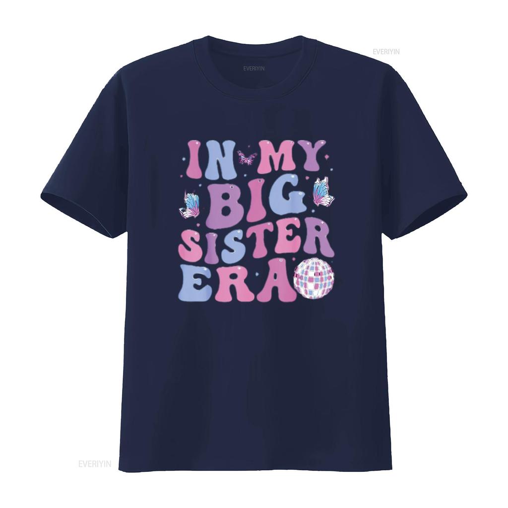 Groovy In My Big Sister Era Womens T Shirt White vintage Washed Versatile Slightly Top For Everyday Wear Comfortable Stretched