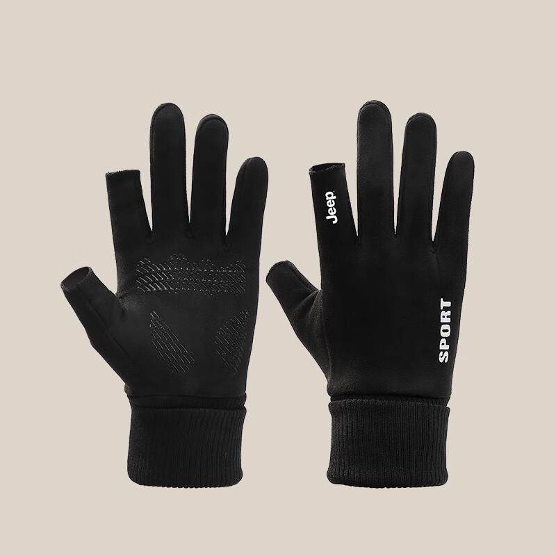 JEEP Men's Winter Fingerless Fleece-Lined Gloves