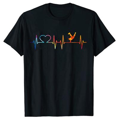 Funny Heartbeat Street Dance T-shirts Men Women's Fashion Casual Tshirt 100% Cotton Loose Oversized Breakdancing B-Boy T Shirt