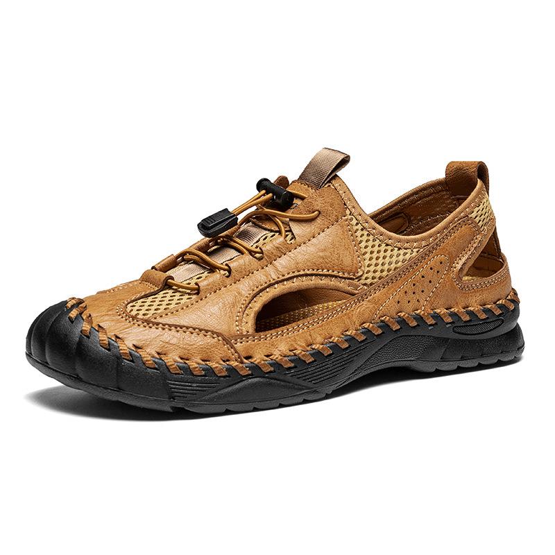 Men s Plus Size Hand-stitched Breathable Mesh Sandals - Versatile and Fashionable for Summer 47 коричневый