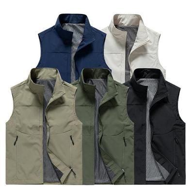 Gilet da Lavoro Autunnale da Esterno da Uomo Semplice Business Asciugatura Rapida Multitasche Gilet Cappotto