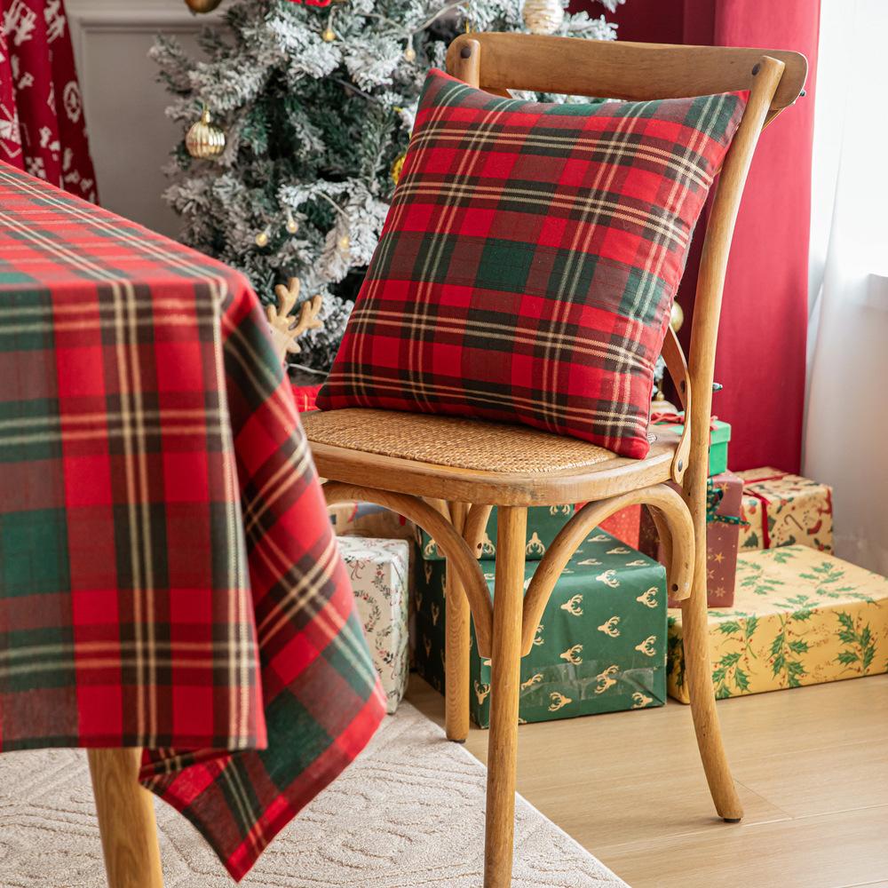 New Christmas Pillowcase American Holiday Party Pillow Cushion Cover Gold Silk Christmas Plaid Pillowcase Pillowcase