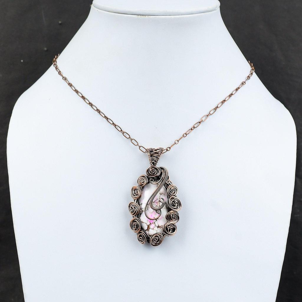 Wildpferd Magnesit Anhänger Kupferdraht umwickelter Anhänger Handgefertigter Schmuck Edelsteinanhänger Kupferschmuck Geschenk für Mutter Geburtssteinanhänger